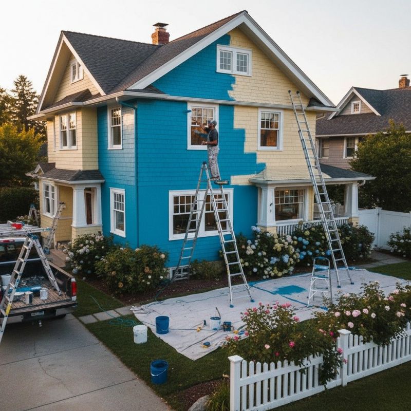 Blue Siding Installation
